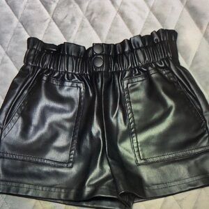 Stylish Black Kids Leather Shorts